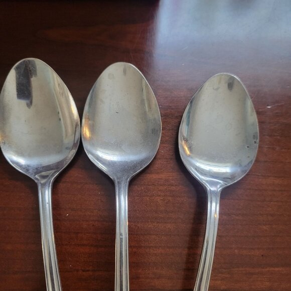 Set Of 3 Custom Craft Stainless Steel Spoons Floral Engraved Handle Japan Vintag - Picture 3 of 5